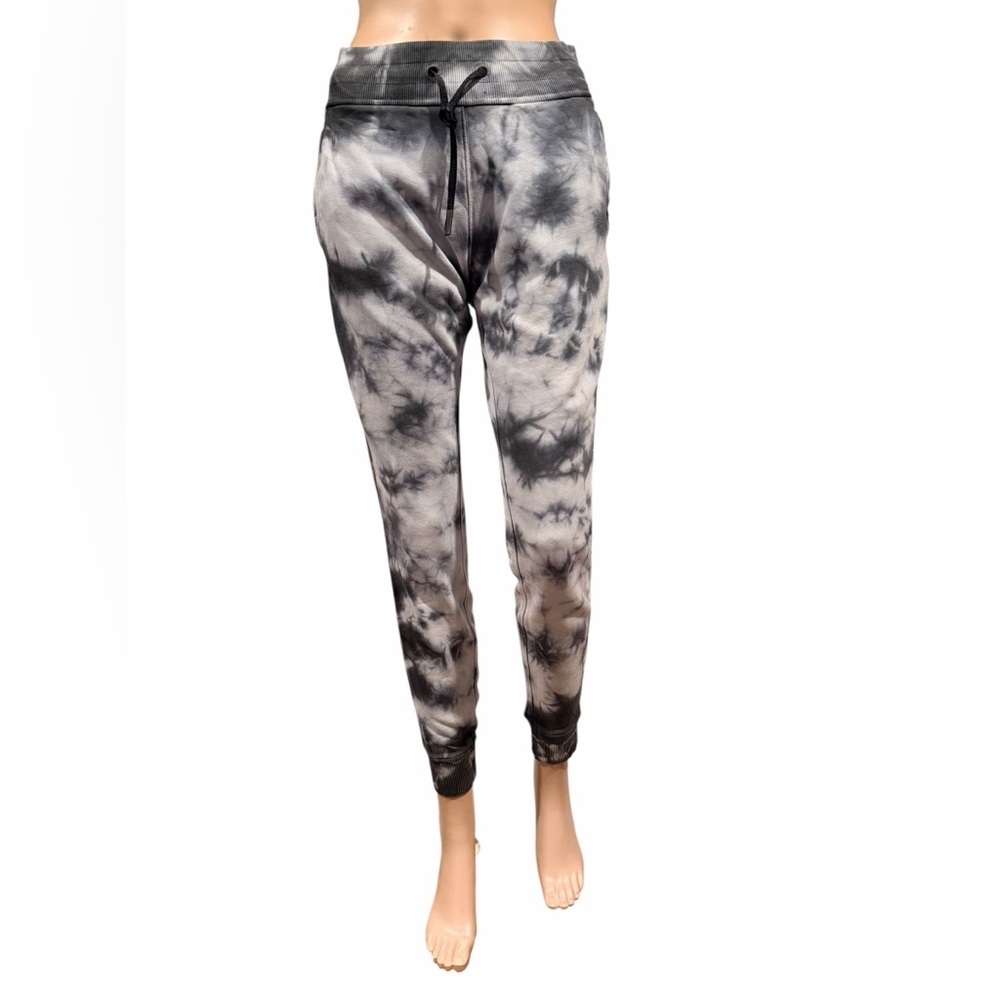 Lululemon Womens Warm Down Jogger Tie Dye Sweatpants Charcoal Grey White Size 4